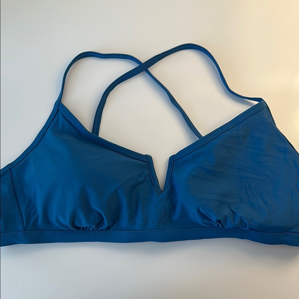 Xhilaration Blue Bikini Top with Crossed Straps